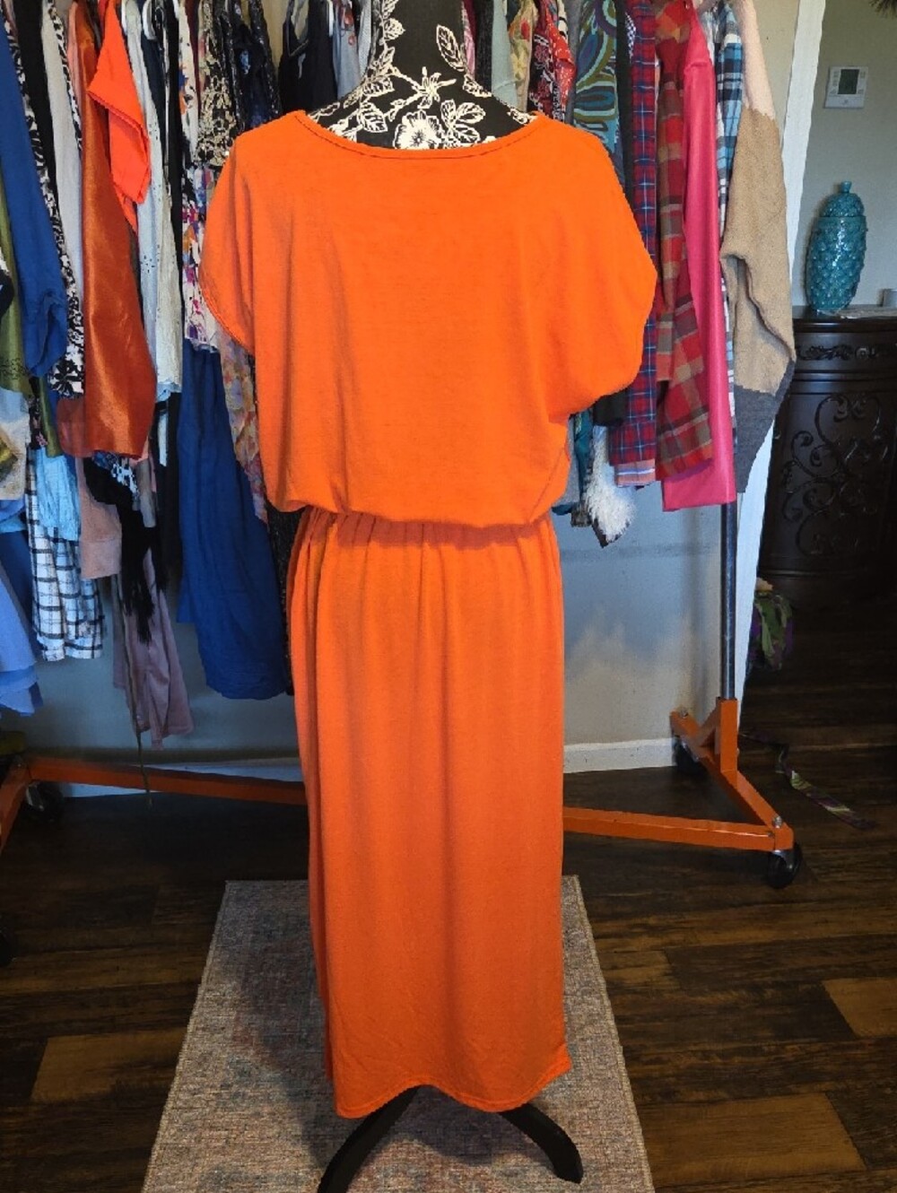 Source Unknown Orange Drawstring Waist Maxi Dress - Picture 3 of 4